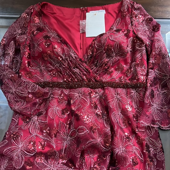 MAC DUGGAL Embellished Illusion Long Sleeve Fit & Flare Dress. - Picture 10 of 16